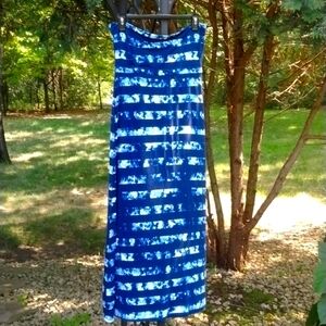 Blue and white maxi skirt